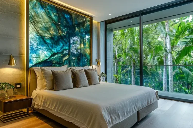 Luxury Villa Bedroom with Labradorite in Bali | Bali Labradorite