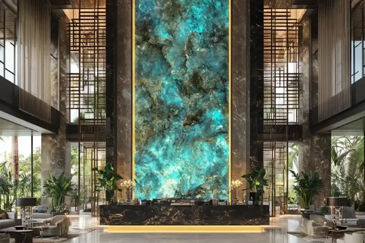 Luxury Lobby Hotel with Labradorite in Bali | Bali Labradorite