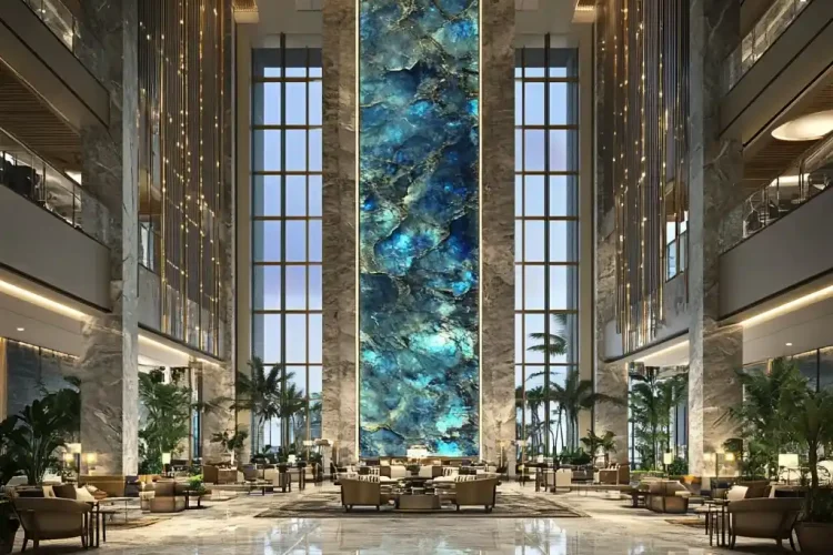 Luxury Lobby Hotel with Labradorite in Bali | Bali Labradorite